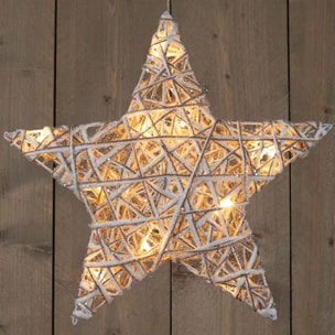 estrella decorativa luminosa con 10 luces led con purpurina 30x8x30cm