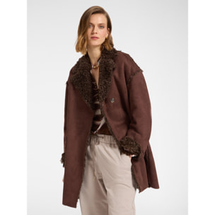 Elena Mirò - Abrigo de tela suave con bolsillos - Marrón