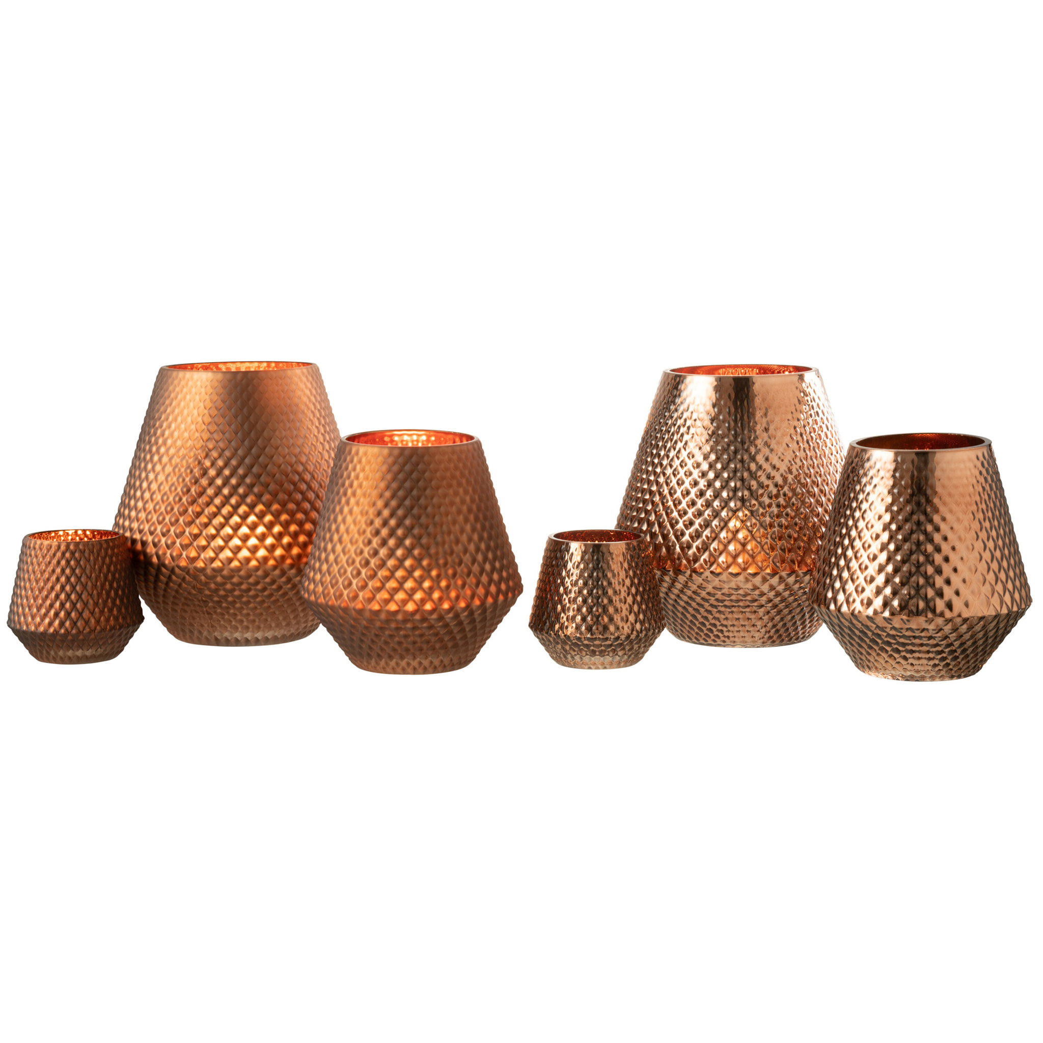 J-Line bougeoir Cari - verre - cuivre - large - 2 pcs