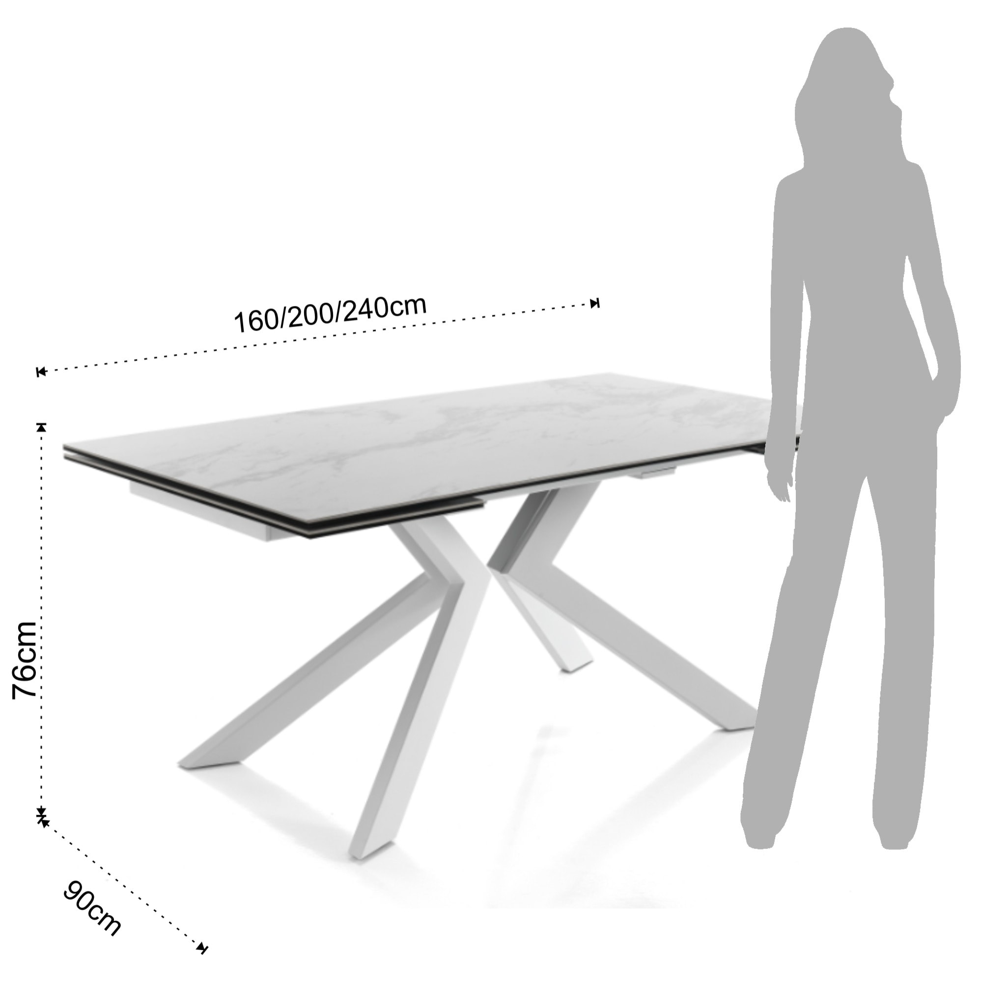 Tomasucci table extensible TIPS EVOLUTION - MARBRE Blanc