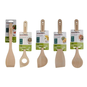 Ensemble de pince, spatule et cuillères en bois FSC Fackelmann Nature