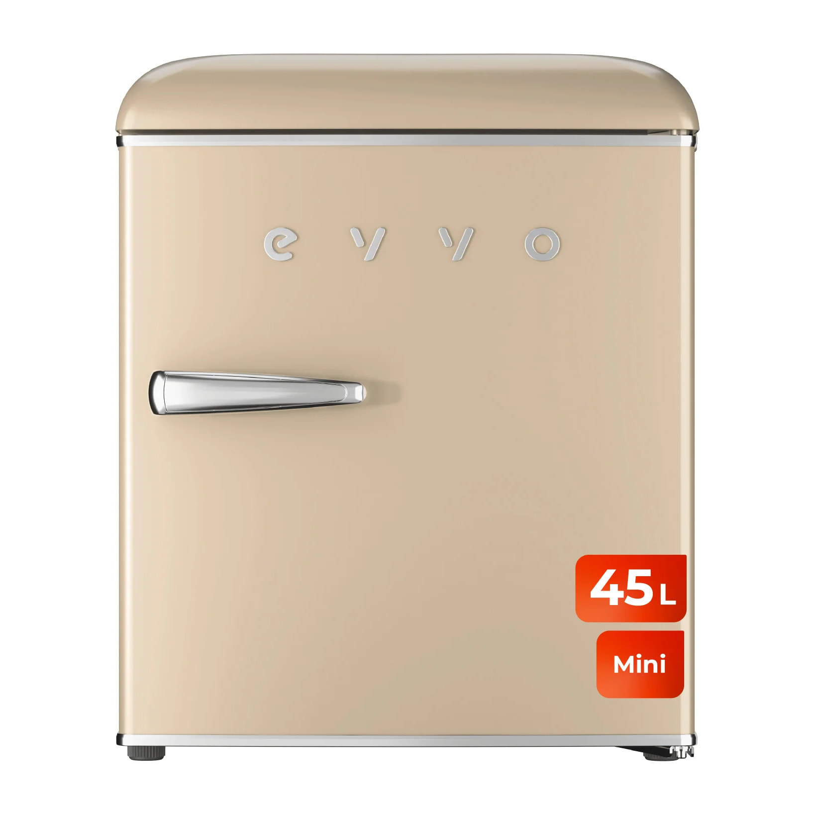 EVVO Frigorífico Mini F20 Retro Beige, 45 l, diseño vintage, bajo consumo, silencioso