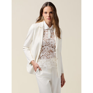 Oltre - Blazer de punto soft touch - Blanco