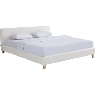 Lit avec tête de lit en tissu - MILO