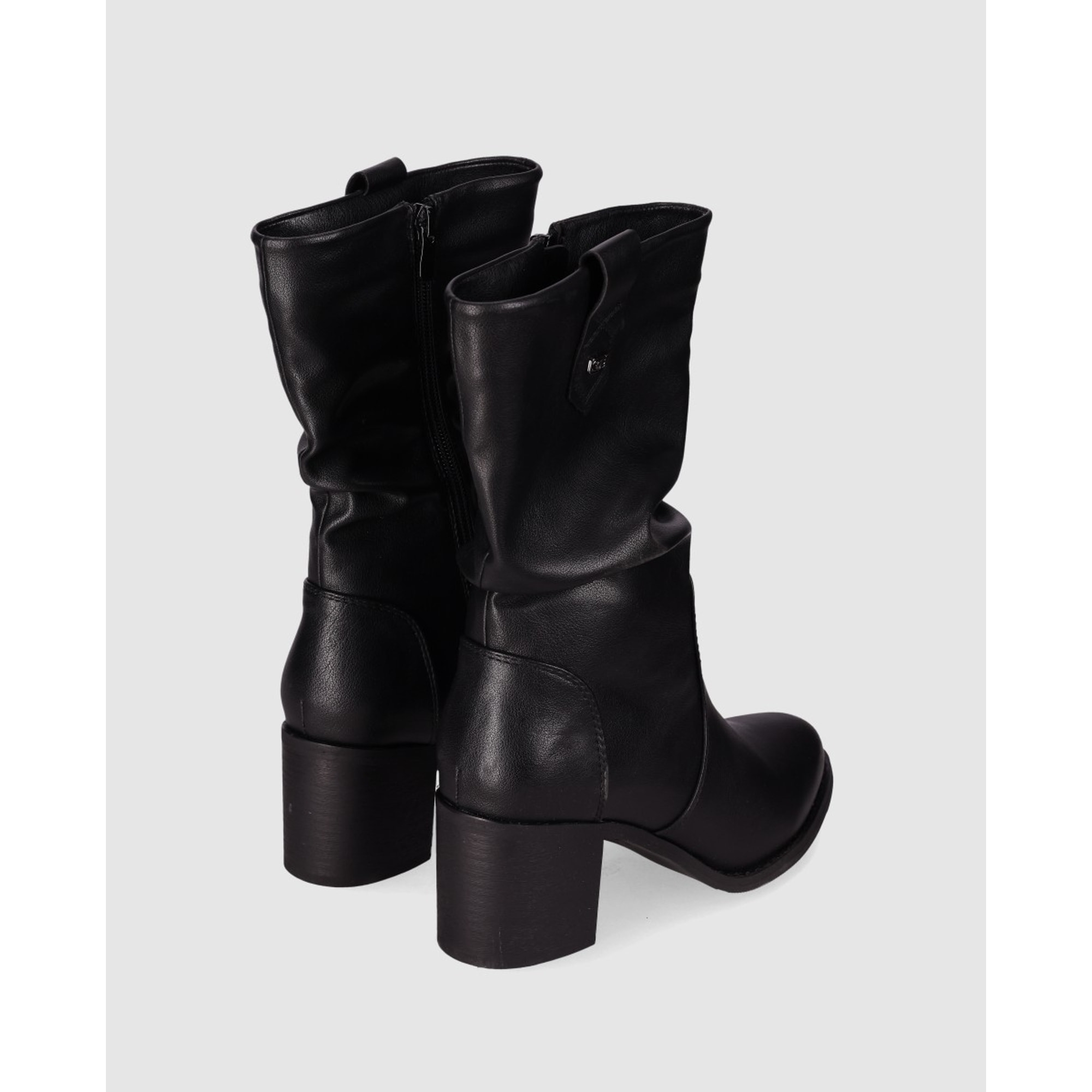 Botines de Piel Sintética - Negro - Tacón: 5 cm