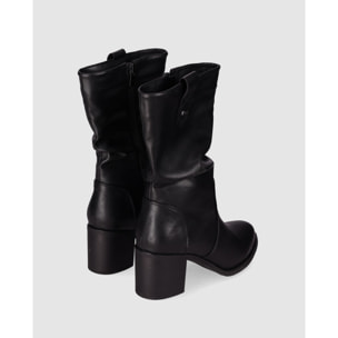 Botines de Piel Sintética - Negro - Tacón: 5 cm
