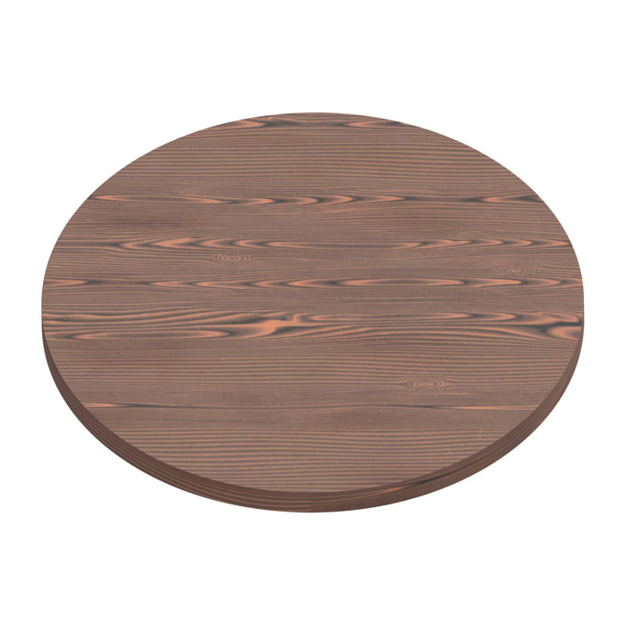 Artù - Ripiano per tavolo da pranzo rotondo ⌀ 120 cm in legno laminato, colore legno scuro