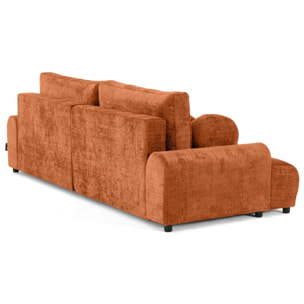 Nelly - canapé d'angle droit 4 places convertible avec coffre en velours texturé - Rouille