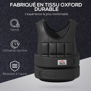 Gilet lesté réglable veste lestée 10 Kg max. poids amovibles entrainement musculation exercice boxe oxford noir