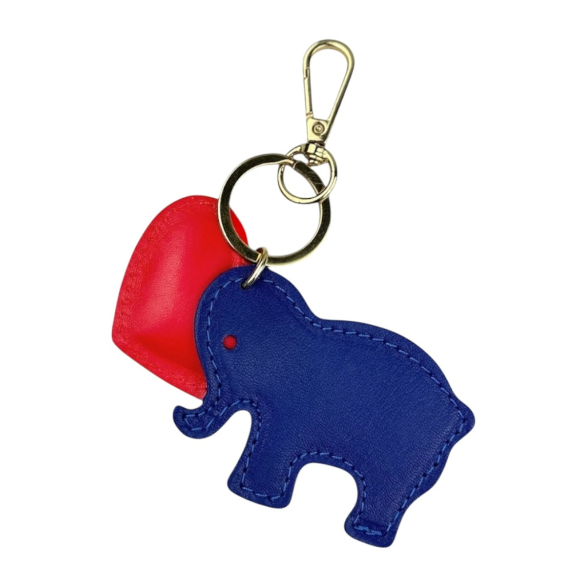 Llavero de corazón rojo Cheval Firenze con elefante azul