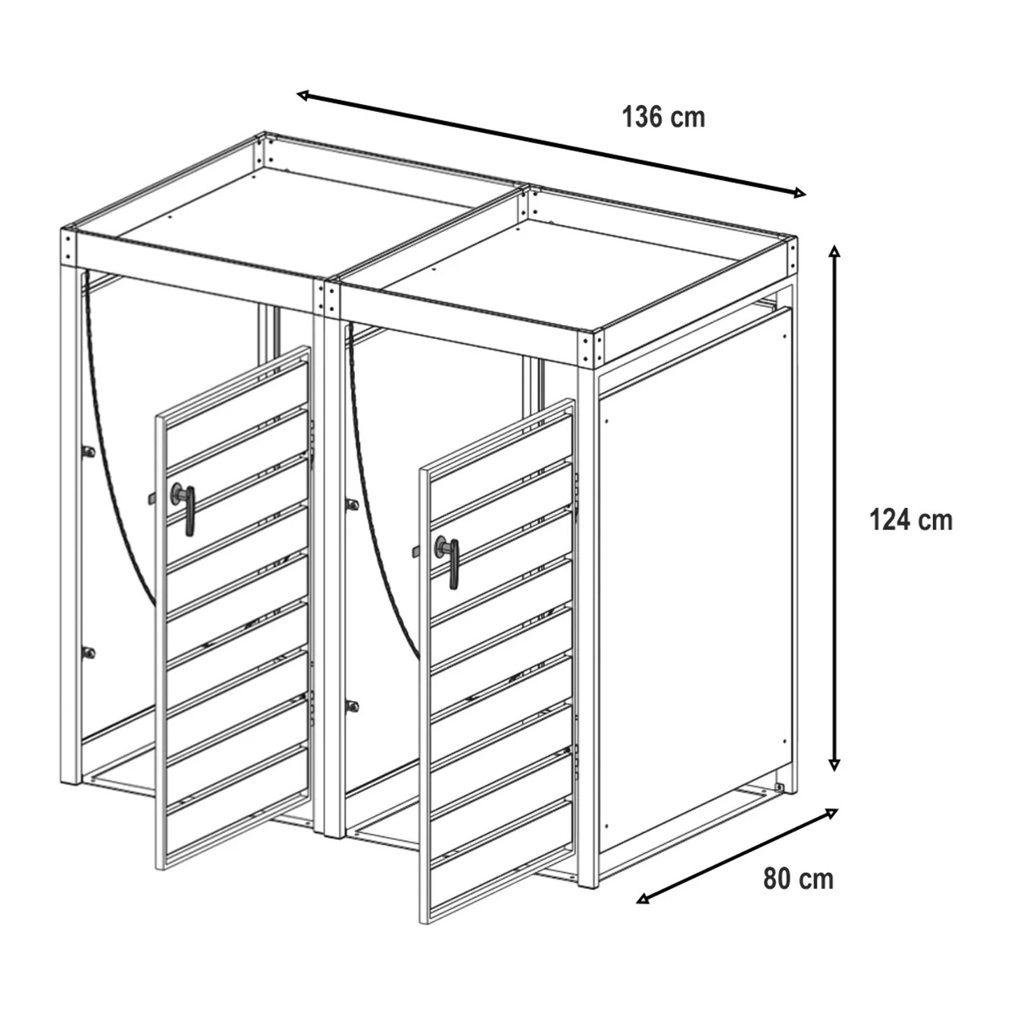 Abri cache poubelle double - 2x240L avec jardinière