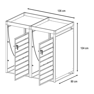 Abri cache poubelle double - 2x240L avec jardinière