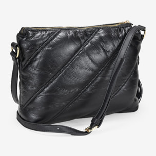 Bolso bandolera negro con cosido acolchado