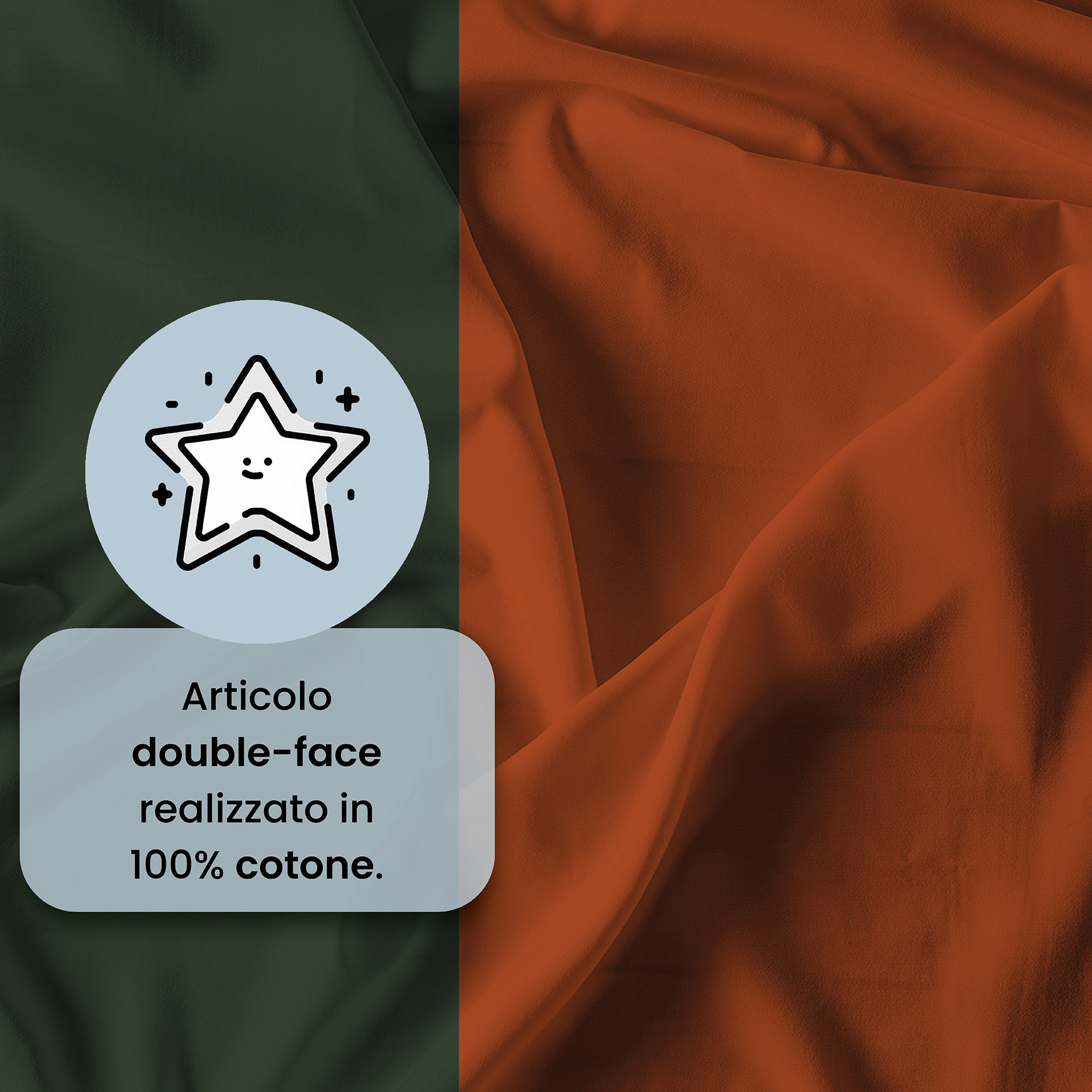 COMPLETO LETTO NATURAL COLOR, 100% Cotone, Made in Italy - VERDE OLIVA/TERRA