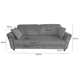 MALERNE Canapé droit 4 places en velours côtelé vert