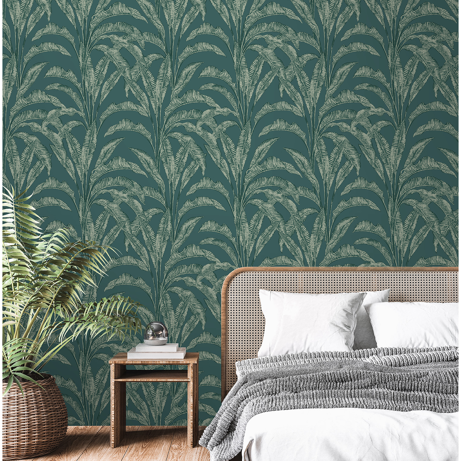 Papier peint feuilles bananier tropical vert forêt