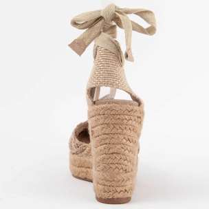 Alpargata De Cuña - Beige - Altura: 10 Cm