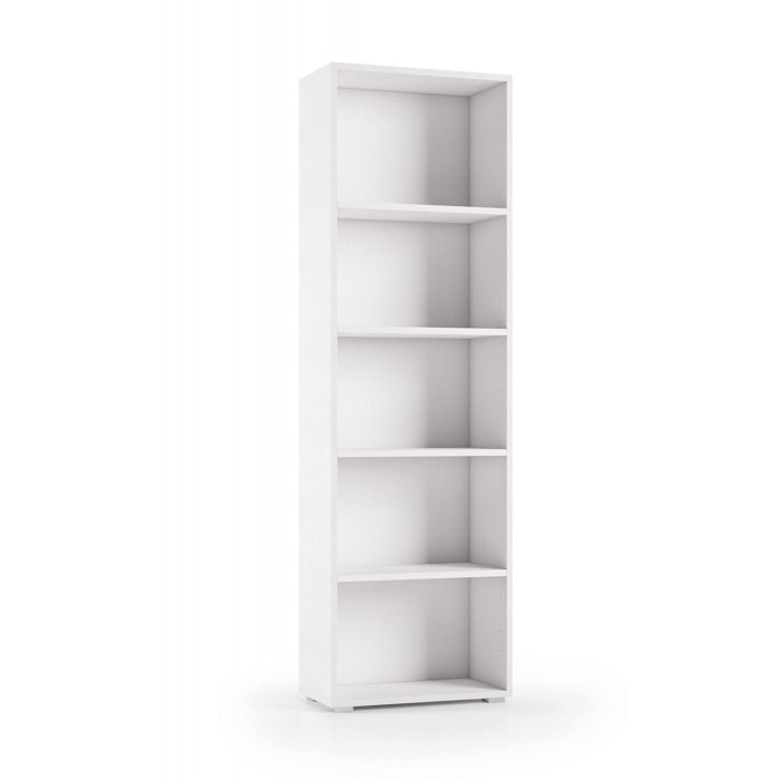 Libreria Girasole, Biblioteca a 4 ripiani regolabili, Scaffale per libri, Mobile da parete con ripiani, 100% Made in Italy, Cm 60x30h195, Bianco