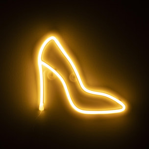 Ciondolo giallo caldo al neon, design scarpa con tacco alto.