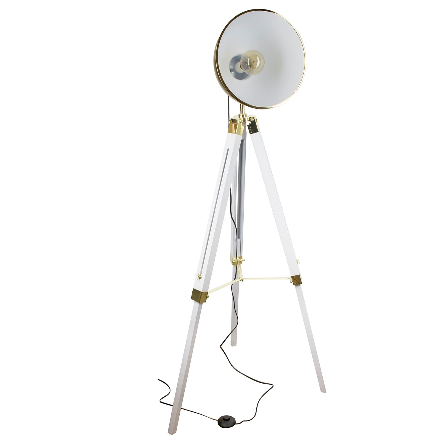 Lampadaire Industriel Dore Trepied Blanc