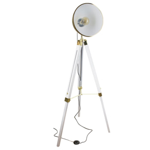 Lampadaire Industriel Dore Trepied Blanc