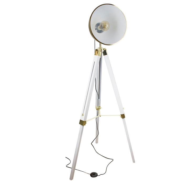 Lampadaire Industriel Dore Trepied Blanc