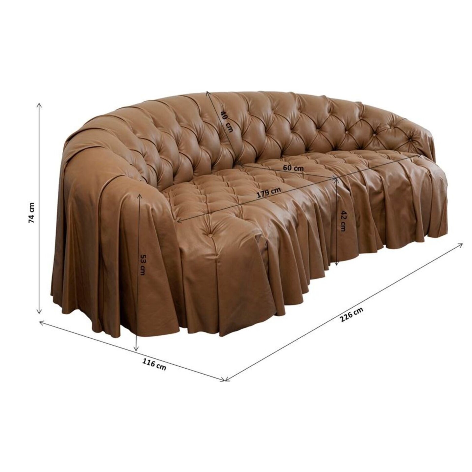 Canapé Drapes 3 places marron Kare Design