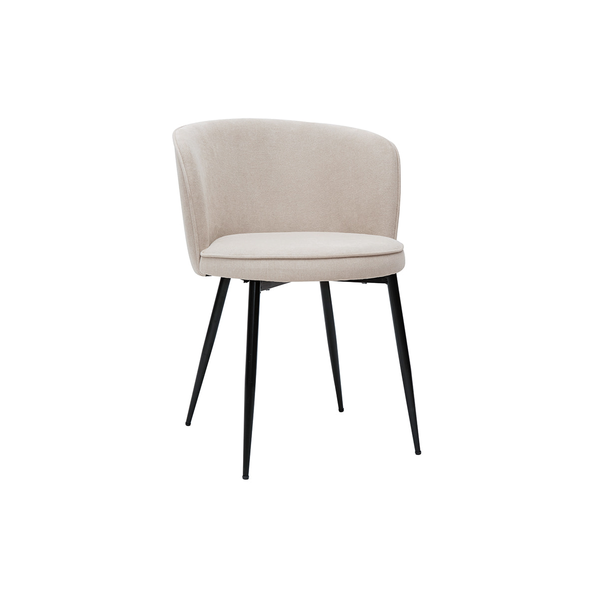 Chaises design en tissu effet velours beige et métal noir (lot de 2) SERIF