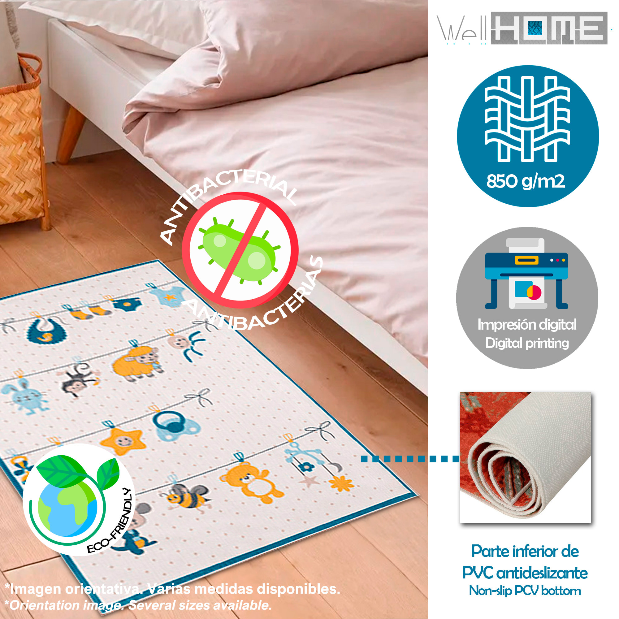 Alfombra infantil de Poliester estampada 60 x 100cm