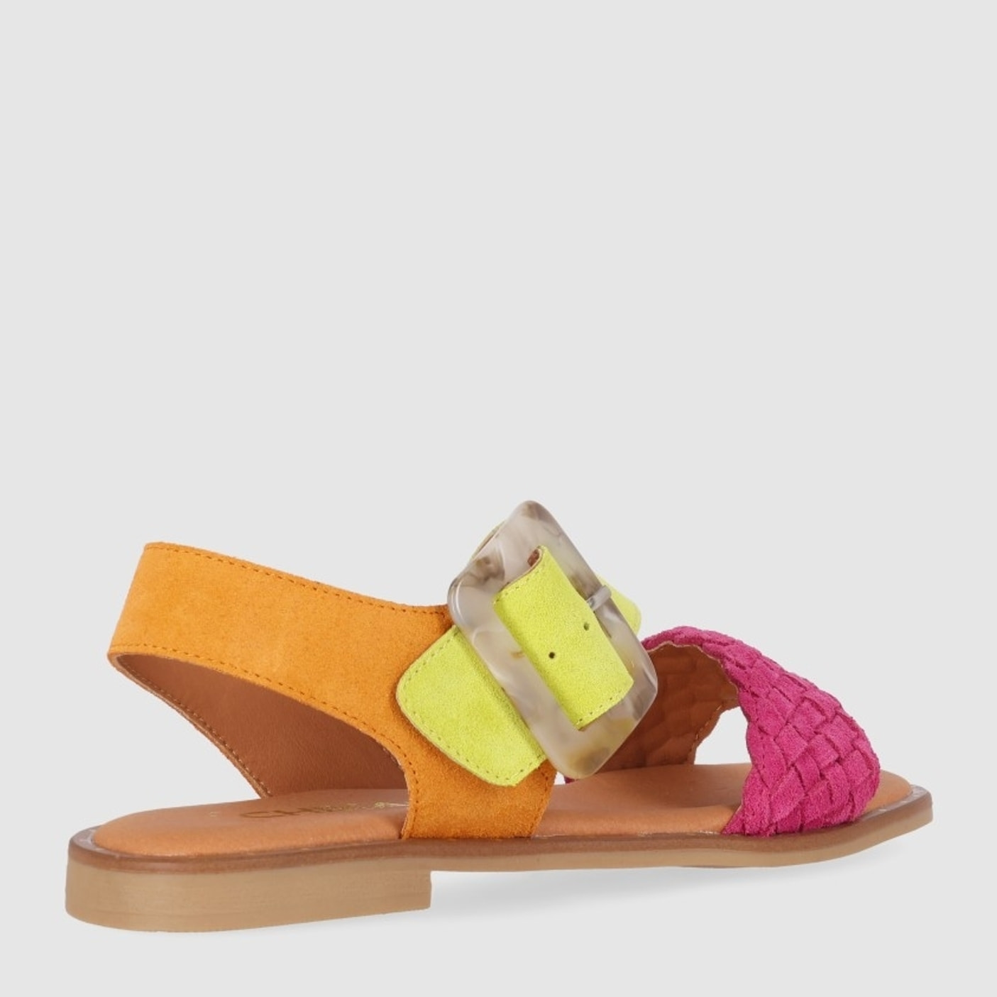 Sandalias de Serraje - Multi-Fucsia - Tacón: Bajo