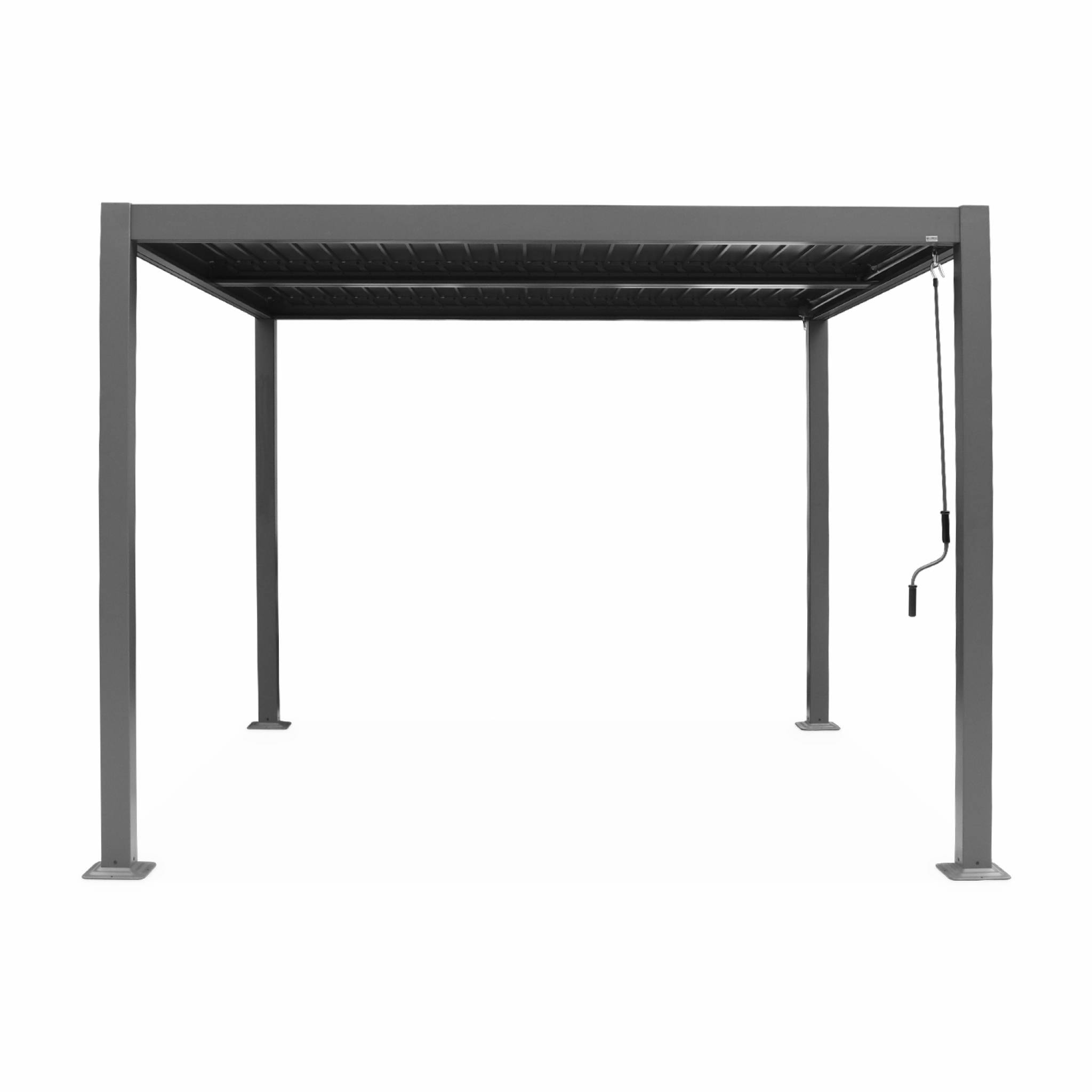 Pergola bioclimatique anthracite. aluminium et acier. 3x3m. lames orientables