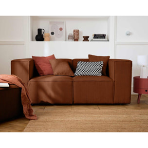 Arty - module d'assise gauche - en velours côtelé - Terracotta