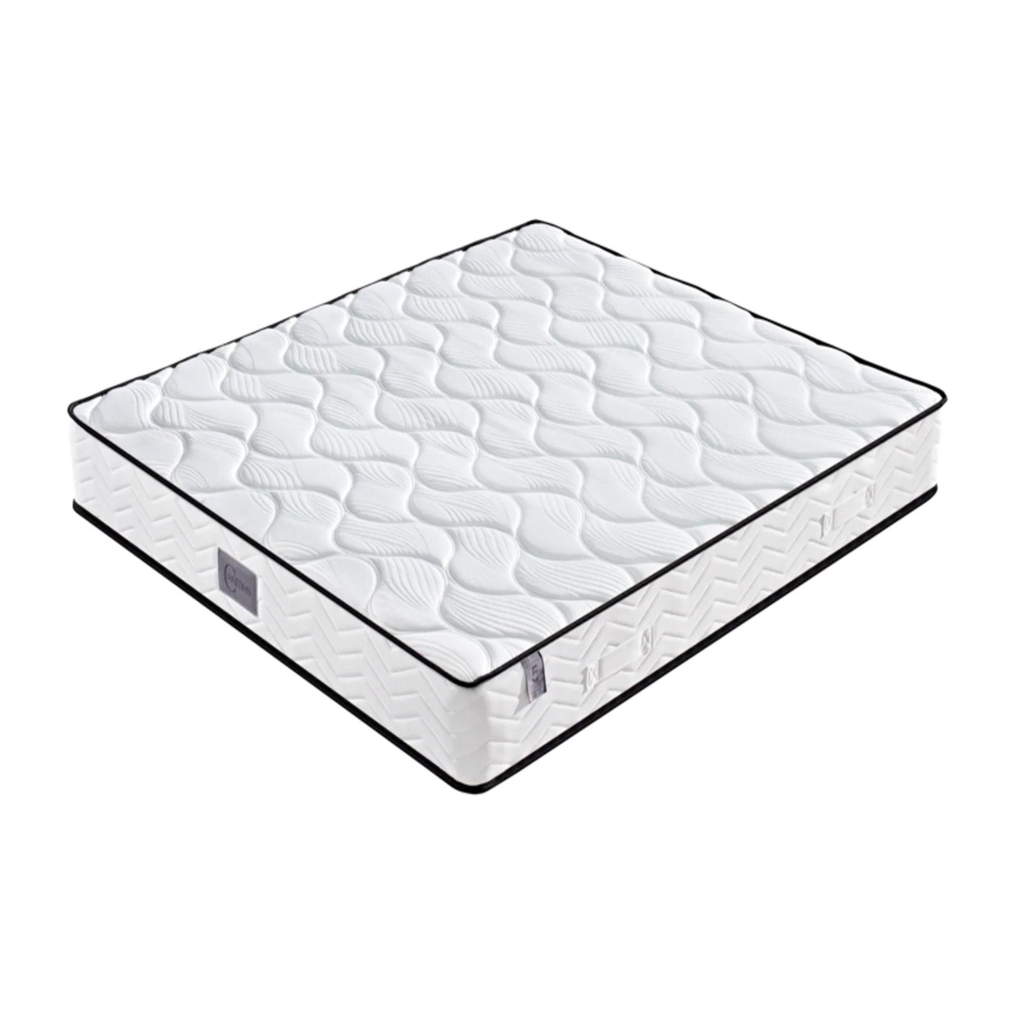 Ensemble matelas Univers & sommier Cancun | Mémoire de forme et ressorts ensachés | Cadre à lattes | Velours côtelé | Gris clair
