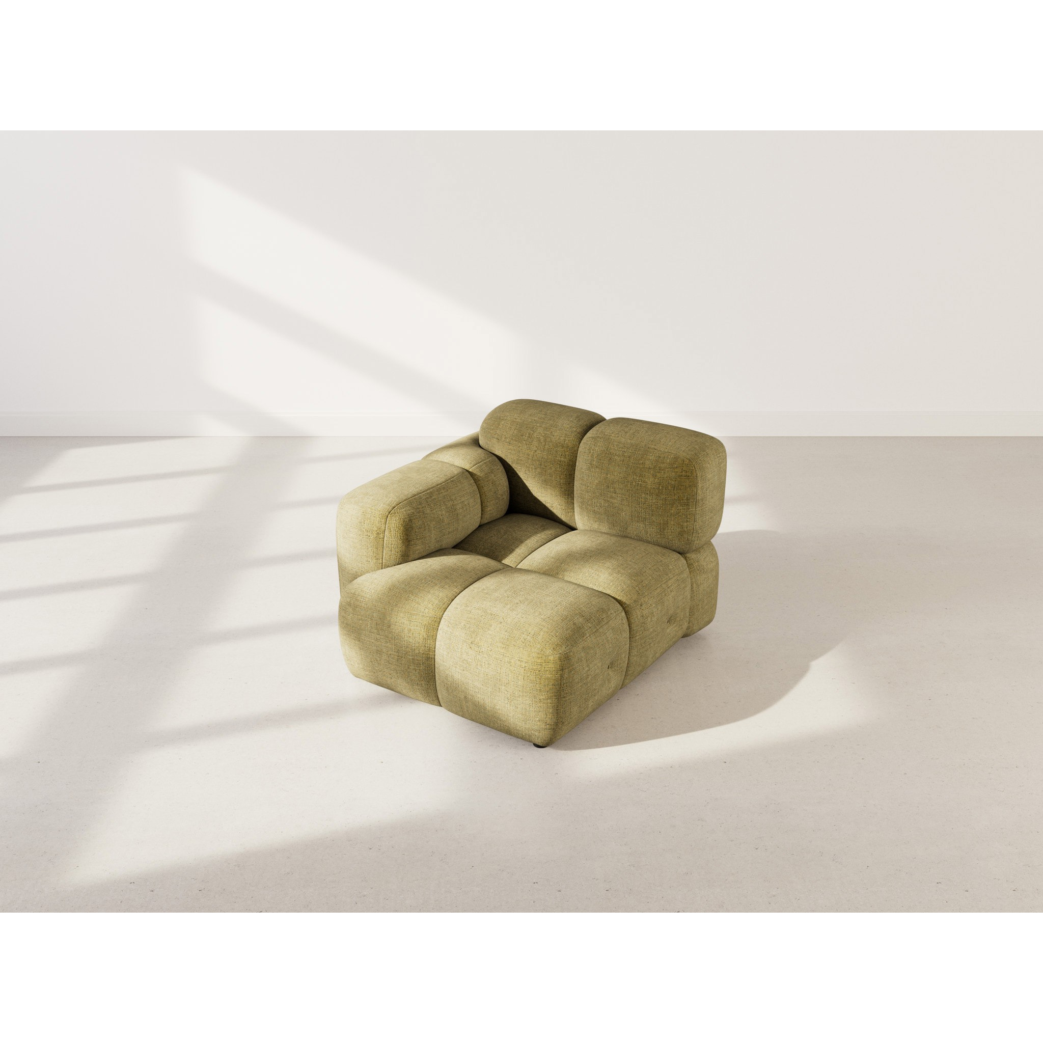 Grace - module d'assise gauche en velours texturé - Vert Olive