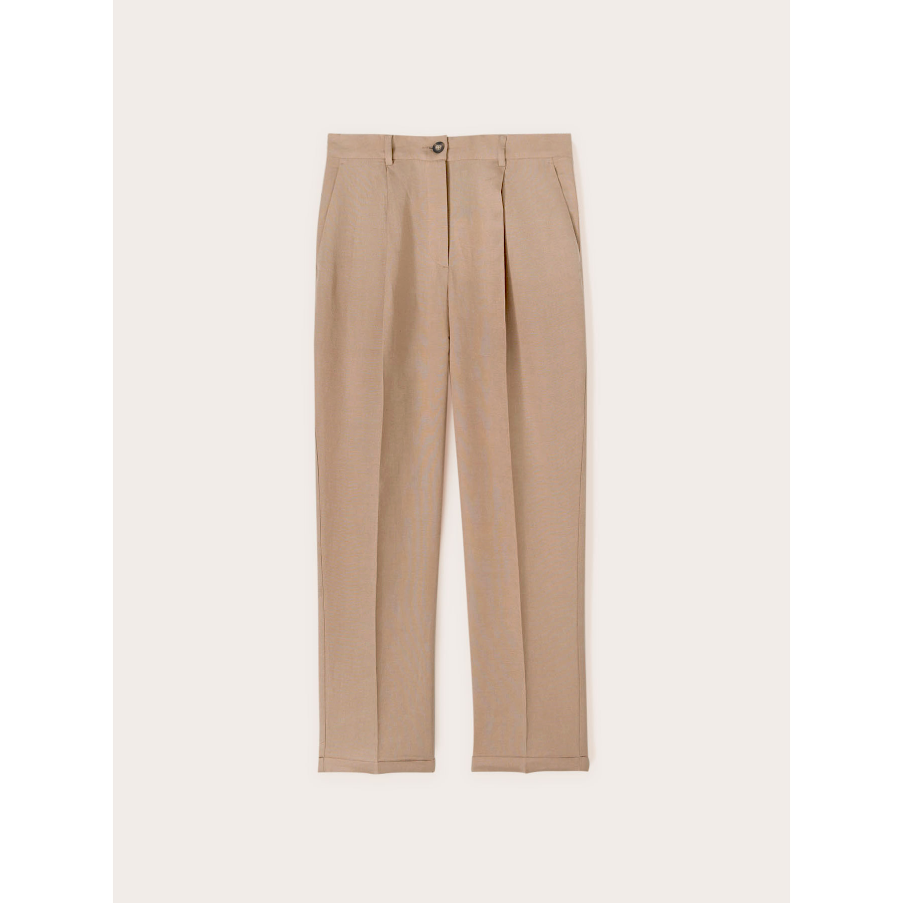 Motivi - Pantalones regular de lino viscosa - Beige