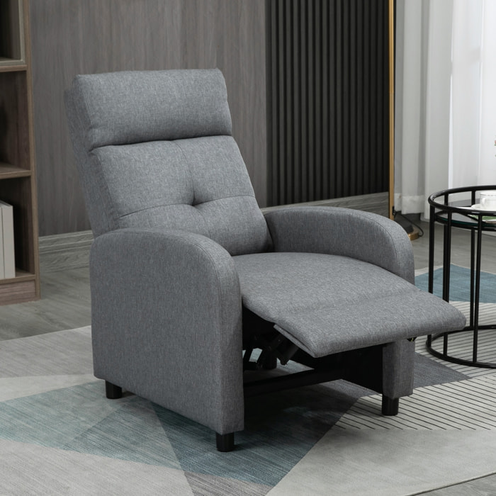 Fauteuil de relaxation grand confort dossier inclinable repose-pied ajustable tissu gris