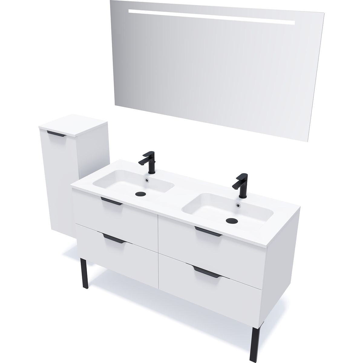 Ensemble double vasque 4 tiroirs + miroir - SOHO