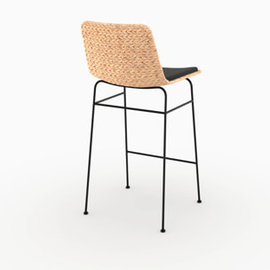 Lot de 2 chaises pour îlot central 66 cm en matière naturelle et noir - Faro