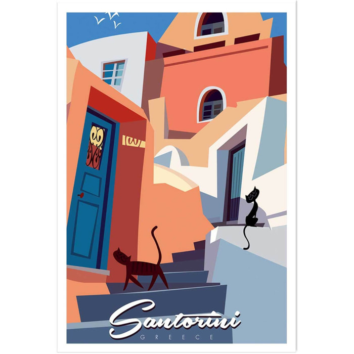 Poster vintage les chats de santorini Affiche seule
