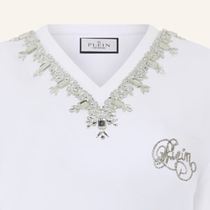 PHILIPP PLEIN Man Fit V-Neck T-Shirt Crystals