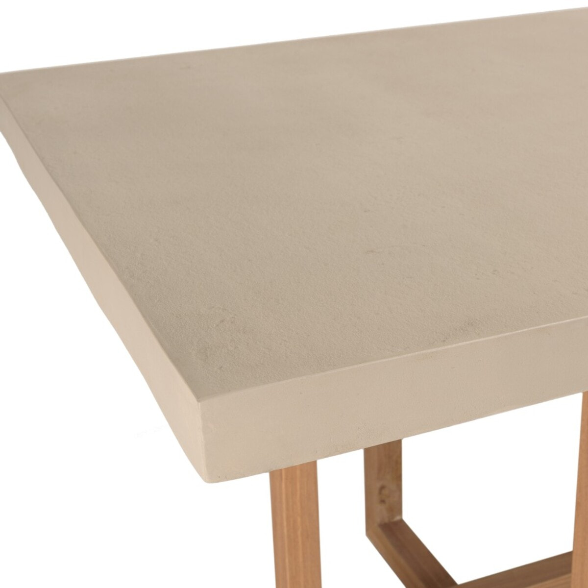 DAK - Table à manger rect. 243x100cm béton beige pieds croisés en teck