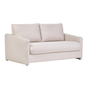 Canapé convertible 2 places en tissu beige crème PAULIN