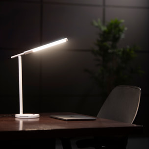 Forlight Avance Flexo led táctil con Regulador de Intensidad y Temperatura de luz. Cargador para móvil de inducción. Blanco.
