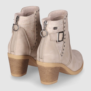 Botines de Piel Sintética - Beig - Tacón: 6 cm