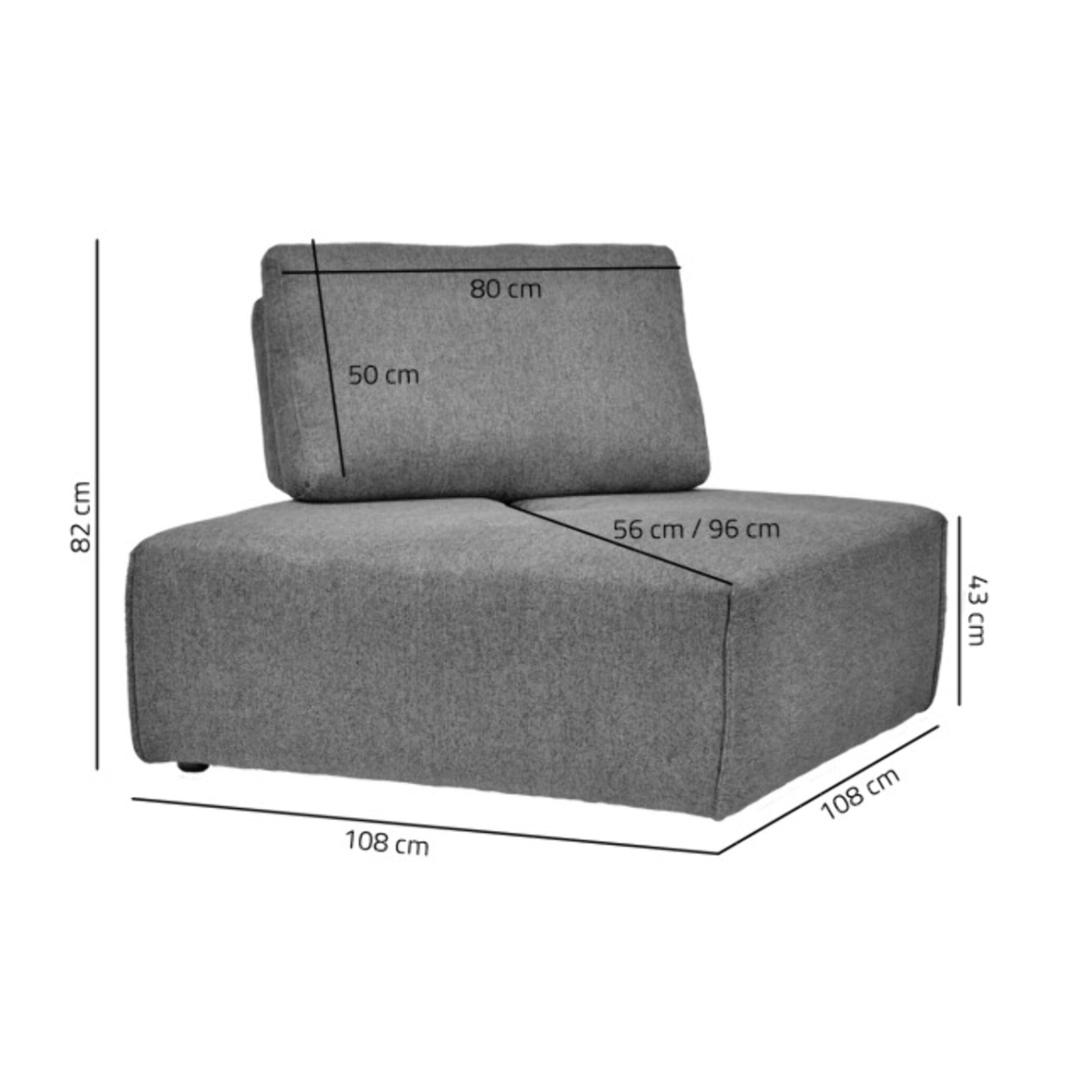 Angle en tissu gris pour canapé modulable - FINN