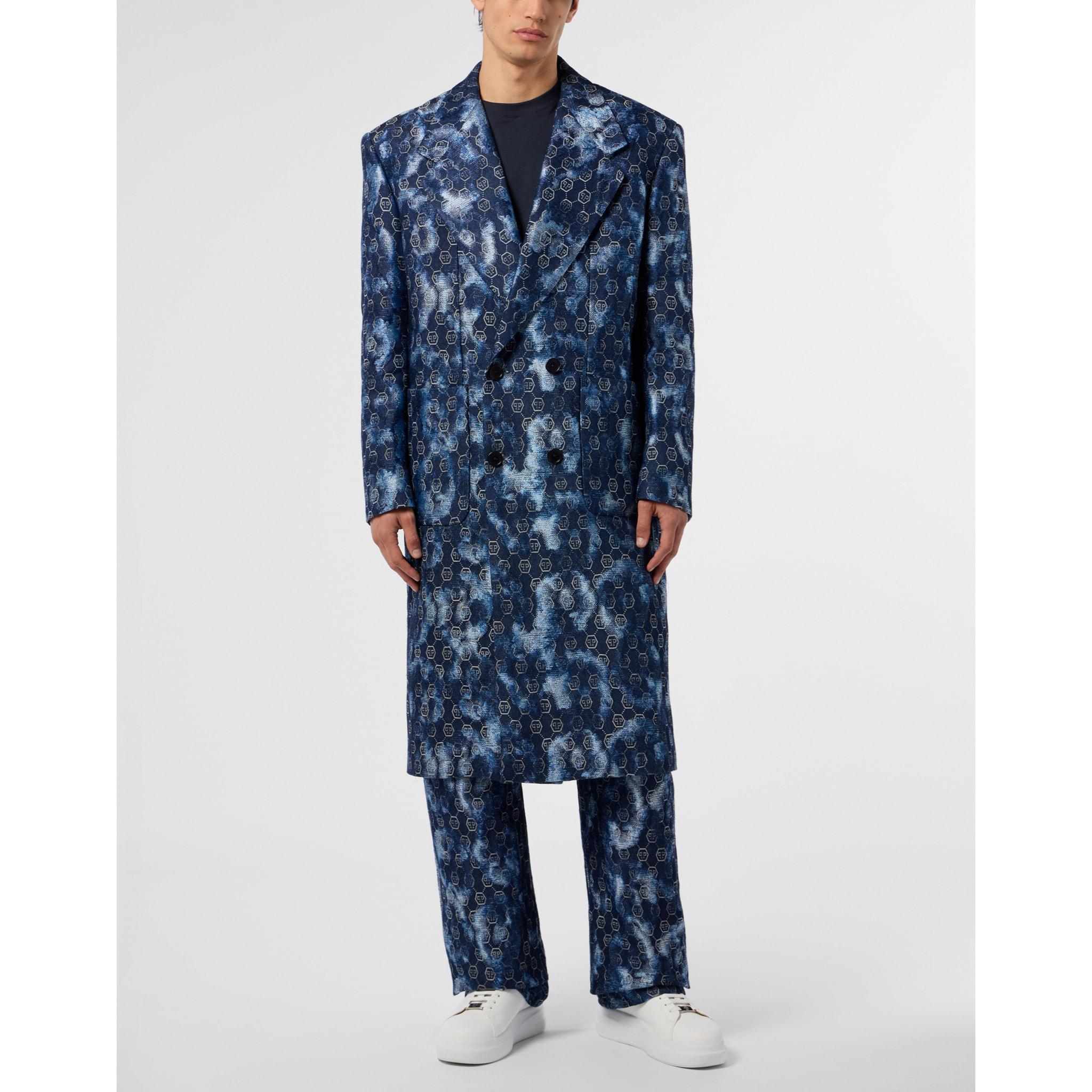 PHILIPP PLEIN Jacquard Denim Coat Monogram