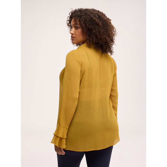 Fiorella Rubino - Blusa in crêponne con volant - Giallo