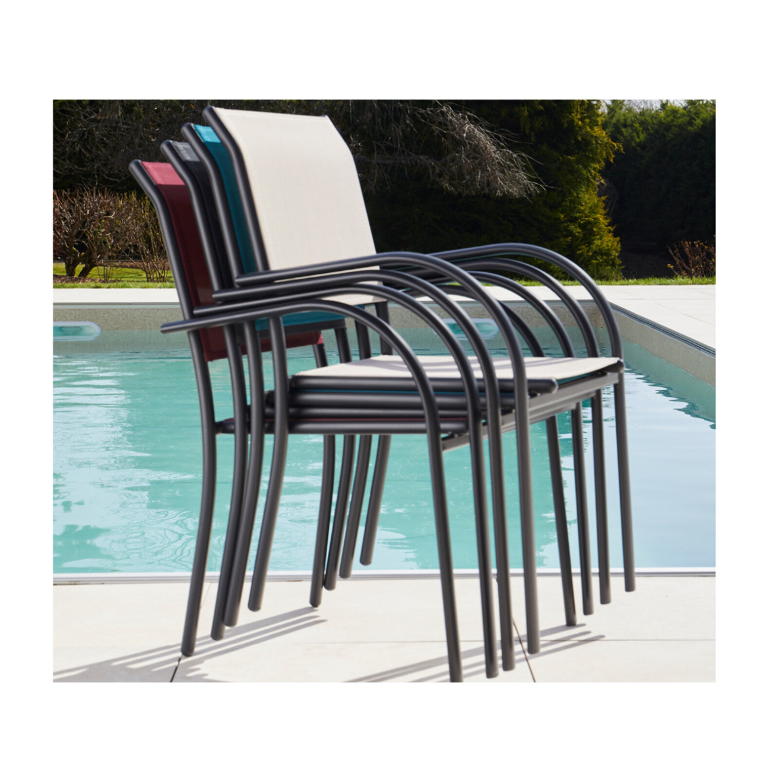 HONFLEUR BEZIERS ARDOISE - Ensemble table et chaises de jardin  - Gris Anthracite