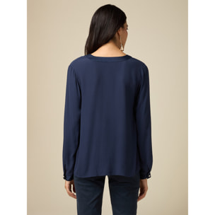 Oltre - Blusa de viscosa crepé - Azul