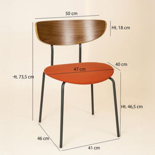 Lot de 2 chaises en bois et velours terracotta RIVA